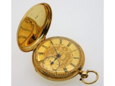 A 19thC. 18ct gold gents full hunter pocket watch by John Jones, initialled to front of case, case m