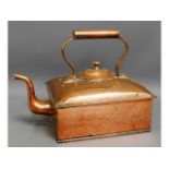 A large Victorian copper square 'Dartmoor' kettle,