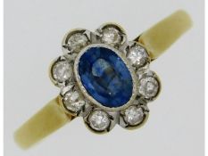 A 9ct gold sapphire & diamond ring, approx. 0.7ct