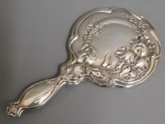 An ornate silver backed vanity mirror, Birmingham,