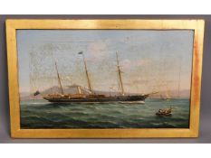 A 19thC. English school oil of steam sailing ship,