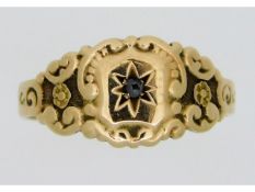 A Victorian yellow metal ring, electronically test