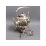 A Walker & Hall antique silver plated spirit kettl