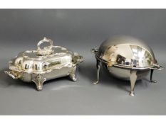 An ornate, large 19thC. three piece tureen & cover