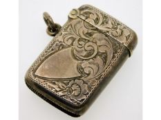 An Edwardian 1904 Birmingham silver vesta case by