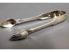 A large set of 1825 Glasgow silver tongs by Mitche