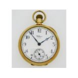 A 9ct gold Waltham top wind pocket watch, runs whe