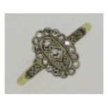 A ladies art deco 18thC. gold ring with platinum set diamond of approx. 0.27ct, 3g, size R