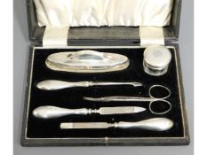 A cased mid 20thC. Birmingham silver ladies manicu