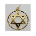 A 9ct gold framed Star of David pendant, 7g, 30mm