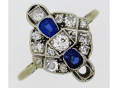 An art deco 18ct white gold & platinum ring set wi