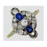 An art deco 18ct white gold & platinum ring set wi