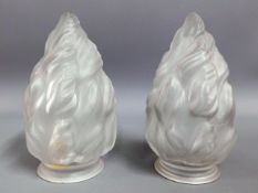 A pair of decorative frosted flame lamp shades, 6.