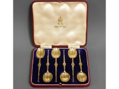 A cased set of QEII 1953 Coronation silver gilt an