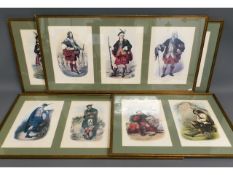 Five framed prints of Scottish clansmen