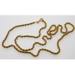 A 9ct gold rope chain, some damage in places, 18.5