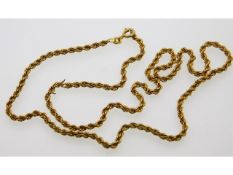 A 9ct gold rope chain, some damage in places, 18.5