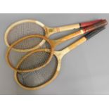 Three vintage tennis rackets, Spalding, Smash & Al