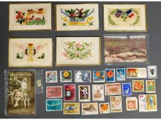 Five WW1 sweetheart cards, two WW2 postcards & a q