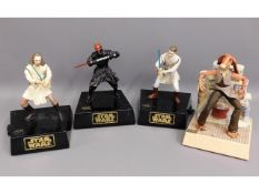 Four Lucas Films battery operated Star Wars figures including Obi-Wan, Darth Maul figure, tallest 13