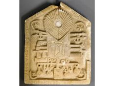 A carved WW2 alabaster POW plaque inscribed "1940