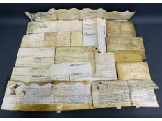 A quantity of mostly velum indentures dating to 16