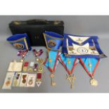 A quantity of Masonic regalia including silver med