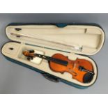 A cased violin & bow, Antoni model ACV32 by John H