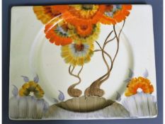 A Clarice Cliff Biarritz rhodanthe plate, 10.5in x