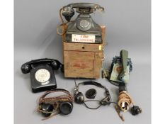 A selection of various telephone equipment includi