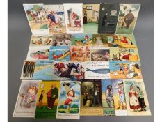 A quantity of comical postcards including Louis Wa