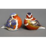 Two Royal Crown Derby porcelain paperweights, silv