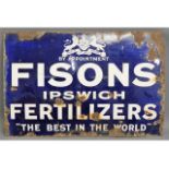 A large Fisons' Ipswich Fertilizer enamel sign, 36