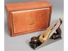 A cased Record Calvert Stevens bench plane no. CS8