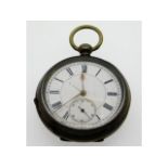 An antique silver key wind pocket watch, 53mm diam