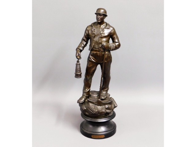 A French spelter figure depicting a miner, small h