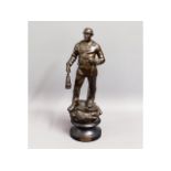 A French spelter figure depicting a miner, small h