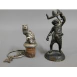 A 19thC. bronze Poseidon type figure twinned with