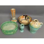 A selection of 1920/30's art deco pottery items, t