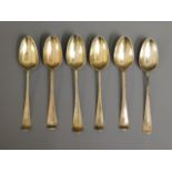 Six matched silver teaspoons, lion engraved on eac