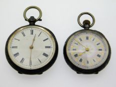 Two ladies silver pocket watches, largest 38.75mm