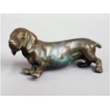 A Victorian bronze Basset hound dog, 3in long x 1.