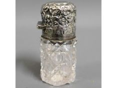 A Victorian Birmingham silver topped cut glass sce
