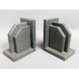 A pair of art deco Cornish polished stone bookends