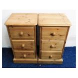 A matching pair of pine bedside cabinets, 25in hig