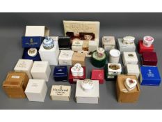 A collection of small porcelain boxes including Wo