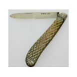 An 1887 Birmingham silver ivory handled fruit knif