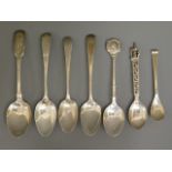 Seven mixed silver spoons, 98g