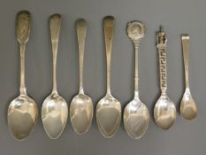 Seven mixed silver spoons, 98g