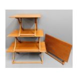 Four Myers teak folding tables, largest 33.25in wi